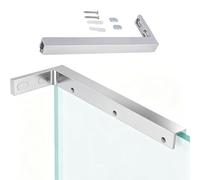 Barra Soporte Mampara Ducha Barra de Soporte Pulida para Mampara de Ducha, Soporte en L para Panel de Vidrio, Abrazadera y Accesorios Fijación Estable Pared A Vidrio(Right Polished Silver,240mm)