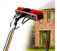 Barra telescópica de limpieza de ventanas, cepillo extensible de alimentación de agua para paneles solares de alto alcance y limpieza de ventanas, cabezal de cepillo grande para resultados eficientes