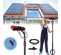 Barra telescópica de limpieza de ventanas de 10,8 m, cepillo universal con cabezal de 35 cm para panel solar y limpieza de ventanas, guía de agua eficiente para mantenimiento del sistema fotovoltaico