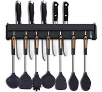 Barra Utensilios Cocina, Estante de Cocina con Ganchos, Portacuchillas de Acero Inoxidable, Colgador Utensilios Cocina con Ganchos, para Ahorrar Espacio en La Cocina