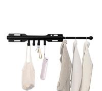 Barra Valet Para Armario Ropero | Extensor Ajustable Y Extraíble De Acero Al Carbono Con 4 Ganchos | Barra Valet Negra - Para Hogar Ropa Sombreros Exhibición Cocina Cuarto De Lavado Y