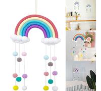 Barrageon Arcoiris Colgante Pared Macramé Tejida Mano Tapiz Borla Colgante Habitaciones Infantiles Jardines de Infancia Sala Decoración el Hogar Niños Regalo (Arcoiris-A)