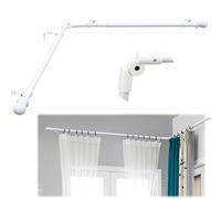 Barras de cortina curvadas en forma de L para ventanas de 30 a 136 pulgadas, color blanco de 1 pulgada de diámetro, barras de cortina resistentes para dormitorio, sala de estar, barras de cortina