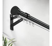 Barras de cortina de aluminio transversales - Barras deslizantes montadas en la pared para cortinas/cortinas/separadores de habitaciones, color negro, 4,6 m, longitudes ajustables de 1 a 8 m