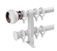 Barras De Cortina De Metal - Set De Riel De Cortina Doble - Incluye Terminales Anillos Soportes De Pared Y Accesorios - Para Dormitorio Privacidad Separador De Ambiente(Blanca,230cm/7.6ft(2*115cm))