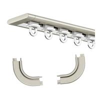 Barras de cortina de techo de 90 grados para ventanas de bahía, riel de aluminio ultrafino de 5,9 mm, color champán, 3,6 m (3 x 1,2 m), perfecto para soluciones de cortinas de dormitorio