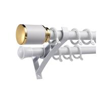 Barras de cortina dobles ajustables blancas de 200 cm, aleación de aluminio resistente, diseño de soporte de carga, montaje lateral para dormitorios y salas de estar, se extiende 100 cm y 320 cm para