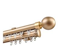 Barras de cortina dobles ajustables de 100 a 600 cm, barra de cortina montada en la pared para separadores de habitaciones, acabado con remates de bola redonda y accesorios de instalación (200 cm)