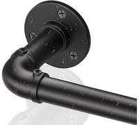 Barras de cortina industriales negras para ventanas de 66 a 120, barra de cortina opaca para exteriores, barras de cortina resistentes envolventes, barras de cortina de 1 pulgada, barra de cortina