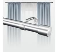 Barras de cortina para cortinas con ojales, extensibles, plateadas, de acero inoxidable, con soportes ajustables y remates de tapa, barras de cortina para ventanas, puertas, dormitorios, comedores,