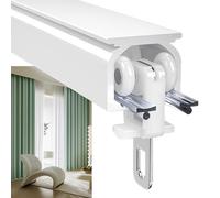 Barras de cortina silenciosas de 1 m a 6 m ajustables de aluminio para techo y pared, incluye ganchos deslizantes, ideales para uso en interiores y exteriores, perfectas para separadores de