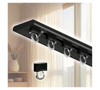 Barras De Cortina Techo Opacas Riel De Cortina Ultrafino Montaje En Pared Riel Para Cortinas De Ducha Aluminio para Protección De La Privacidad, Separador De Ambientes(Negro,80cm/2.62ft)