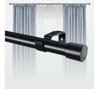 Barras de cortina telescópicas para cortinas con ojales, barra telescópica negra con remates de tapa, barras de cortina resistentes de 300 cm para dormitorio, sala de estar, al aire libre, 67-327 cm