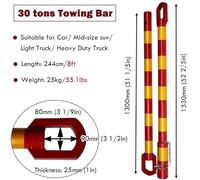 Barras de Remolque, 1 Barra de Remolque Resistente de 3 a 50 toneladas con Resorte Amortiguador para recuperación Segura del vehículo y Asistencia en Caso de avería (30 t)