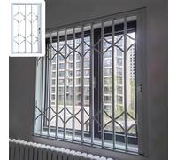 Barras de seguridad plegables con cerradura para ventanas, protectores decorativos contra ladrones para ventanas, 76.2-122.9 cm de ancho, protección duradera para sótano y seguridad en el hogar (48 x