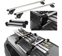 Barras de Techo de Aluminio + portaesquís corredero para 4 Pares de esquís o 2 Snowboards para Seat Arona (KJ7) de 2017 en adelante con barandillas integradas