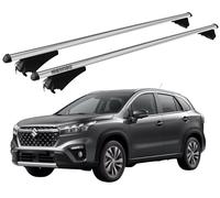 Barras De Techo Menabo Antirrobo Para Suzuki SX4 S-Cross 2021 Aluminio Argento