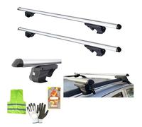 Barras de techo para coche, portaequipajes de 120 - 125 cm, para raíles altos portaequipajes de aluminio homologados con cerradura compatible con Renault Laguna II Sportour 2002 BP022