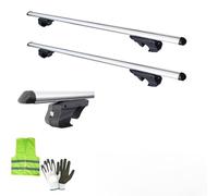 Barras de techo para coche, portaequipajes de 120 - 125 cm, para raíles altos portaequipajes de aluminio homologados con cerradura compatible con Renault Laguna II Sportour 2004 BP022