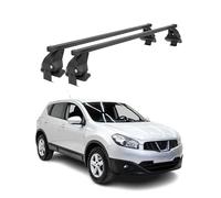 Barras de techo transversales Menabo - Compatible con Nissan Qashqai J10 2006-2014 - Galería de techo - Porta-Bagajes portabicicletas de techo - Pieza de techo de acero 2X - Capacidad de carga 50 kg