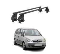 Barras de techo transversales Menabo - Compatible con Opel Meriva 2003-2009 - Galería de techo - Portabicicletas de techo - Pieza de techo de acero 2X - Capacidad de carga 50 kg