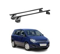 Barras de techo transversales Menabo - Compatible con Opel Zafira 2005-2008 - Galería de techo - Porta-Bagajes portabicicletas de techo - Pieza de techo de acero 2X - Capacidad de carga 75 kg