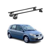 Barras de techo transversales Menabo - Compatible con Renault Scenic II 2003-2008 - Galería de techo - Portabicicletas de techo - Pieza de techo de acero 2X - Capacidad de carga 75 kg