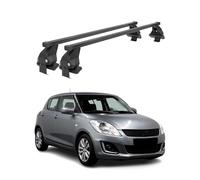 Barras de techo transversales Menabo - Compatible con Suzuki Swift V 2013-2017 - Galería de techo - Portabicicletas de techo - Pieza de techo de acero 2X - Capacidad de carga 50 kg