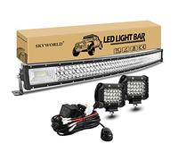 Barras Led 4x4, SKYWORLD Curvada Barra de luz LED de trabajo 107CM 540W Barra luces LED Coche, 4" 60W Faros Led Tractor Spotlight Vehículos Off Road Auto SUV Todoterreno, Con 12V kit de Cableado Kit