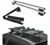 Barras + Portaesquís Jeep Cherokee 2014-2023 | Sime 120 cm + portaesquís Yelo para 6 pares de esquís o 4 snowboards, coche con pasamanos alto, portaesquís deslizante de
