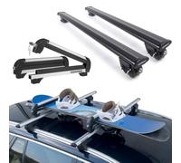 Barras + portaesquís para EVO 6 desde 2023 | Aerodynamic Black 120 cm + Portaesquís Iceberg para 4 pares de esquís o 2 snowboards, coche con pasamanos bajos