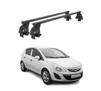 Barras transversales Menabo Compatible con Opel Corsa D 2011-2014 3-Puertas Negro