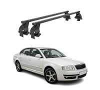 Barras transversales Menabo Compatible con Skoda Superb 2001-2008 Negro