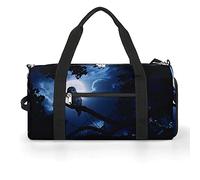 Barred Owl Sits in The Blue Moonlight Divertida bolsa de gimnasio con compartimento para zapatos, bolsa de viaje para fin de semana, bolsa de yoga
