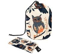 Barred Owl Sits Motionless in The Blue Moonlight - Bolsa de cosméticos con mini bolsa con cremallera, bolsa de aseo de viaje para mujer, organizador de maquillaje con cordón, bolsa portátil