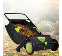 Barredora De Césped Manual Versátil, Recoge Hojas Y Restos De Césped | Con Bolsa Recolectora Grande De 100 L, Ancho De Barrido 21 Pulgadas, Recolector Empuje Ajustable, Para El Cuidado Del Jardín