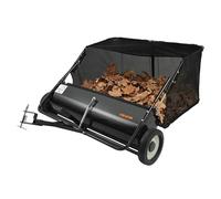 Barredora de césped remolcable VEVOR de 112 cm (44"), recogedor de hojas y césped de gran capacidad de 7,6 m³ (25 pies³), barredora de jardín resistente con altura de barrido ajustable para patio.