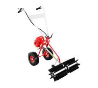 Barredora de gasolina de 43 CC, 1,7 HP manual, escoba con ruedas, 60 cm de ancho del cepillo, 2 tiempos para jardín, hierba exterior, carreteras