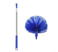 Barredora de polvo doméstica con mango extensible y cerdas suaves para una captura eficiente del polvo en varias superficies (azul)