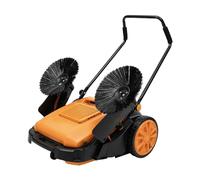 Barredora manual, 105 cm de ancho de trabajo, 5 niveles de altura ajustable, capacidad de 55 l, 3680 ㎡/h para aceras, patio y entrada