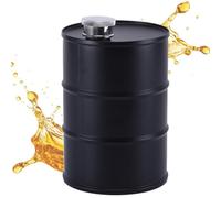Barrel Shaped Flask 25oz Novelty Stainless Steel Leakproo Drum | Petaca negra con tambor de aceite para hornear en casa, ensalada, salsa, condimentos, desayuno, tortitas fritas