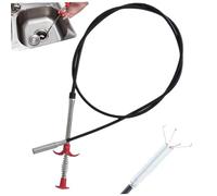 Barrena de drenaje, barrena para inodoro, 79 pulgadas, 4 garras, serpiente flexible con mango de PP, removedor de obstrucciones de acero inoxidable para lavabo, inodoro, serpiente