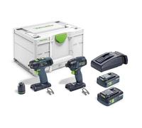 Festool 577244 TID 18 HPC 4.0-Set T18 Combiset - TID 18 Atornillador de Impacto sin Cable + T18+3 Taladro sin Cable 18V 4.0Ah Li-Ion
