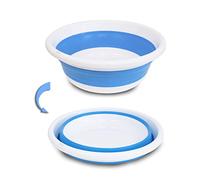 Barreño Multiusos Plegable, portátil, Forma Redonda, Ahorra Espacio, Ligera, útil Tanto para la casa, en la Cocina, al Aire Libre para campamentos y excursiones. (Azul, 13.5 * 38CM)