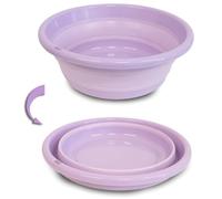 Barreño Multiusos Plegable, portátil, Forma Redonda, Ahorra Espacio, Ligera, útil Tanto para la casa, en la Cocina, al Aire Libre para campamentos y excursiones. (Violeta, 12x31cm)