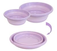 Barreño Multiusos Plegable, portátil, Forma Redonda, Ahorra Espacio, Ligera, útil Tanto para la casa, en la Cocina, al Aire Libre para campamentos y excursiones. (Violeta, Juego de (38CM+31CM))