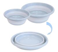 Barreño Multiusos Plegable, portátil, Forma Redonda, Ahorra Espacio, Ligera, útil Tanto para la casa, en la Cocina, al Aire Libre para campamentos y excursiones. (Verde, Juego de (38CM+31CM))