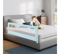 Barrera de cama con protección anticaídas, para viajes, cuna de bebé, altura regulable, con red aireada, plegable, para la mayoría de tipos de cama (verde)