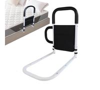 Barrera de cama - Metal, 50 x 31,5 cm, bastón de cama portátil, mango de apoyo antideslizante, riel de seguridad con de almacenamiento, asa de sujeción en la cama para ancianos, adultos