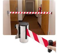 Barrera de cinta para colas de montaje en pared re Barrera retráctil for colas, de 2, 3 y 5 m, for control multitudes en bancos, aeropuertos áreas públicas(2m)